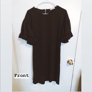 Stevie Hender Ruffled Sleeve Black Dress